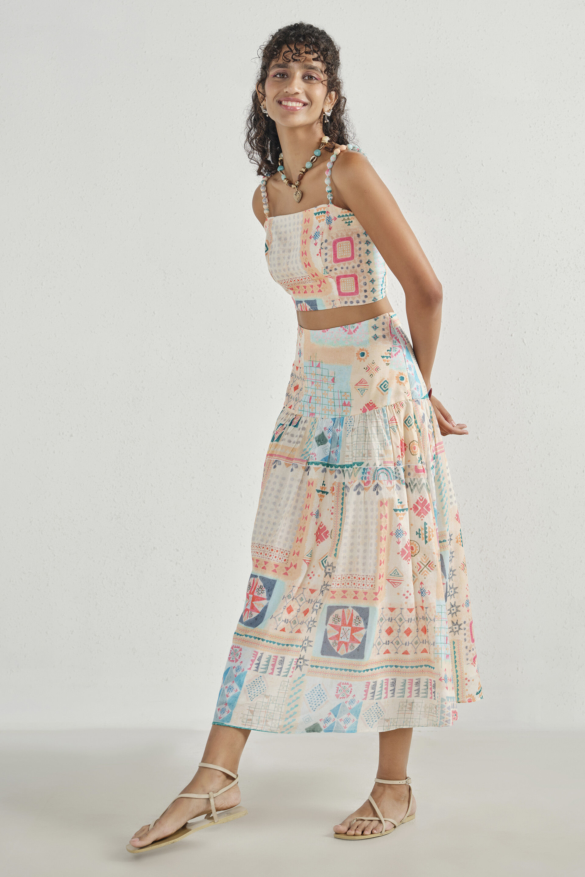 Print Play White Skirt Set, Off White, image 4